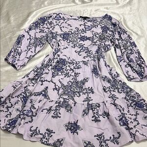 Forever 21 Lavender Floral Long Sleeve Dress